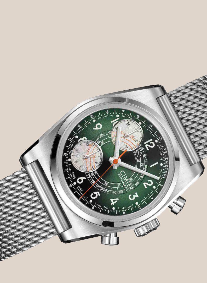 Cimier 711 Heritage Chronograph wristwatch with green dial